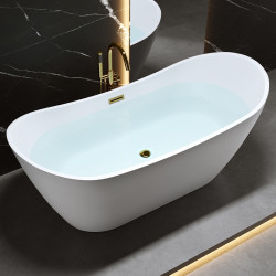WANNA WOLNOSTOJĄCA RICA 513A BIAŁA PRZELEW ZŁOTY 150x75 CM RICA-513A-P-GL