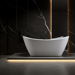 WANNA WOLNOSTOJĄCA RICA 513A BIAŁA PRZELEW CZARNY 150x75 CM RICA-513A-P-BL