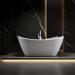 WANNA WOLNOSTOJĄCA RICA 513A BIAŁA PRZELEW BIAŁY POŁYSK 150x75 CM RICA-513A-P-WH