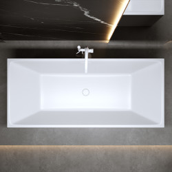 WANNA WOLNOSTOJĄCA PRZYŚCIENNA SANTA 507C BIAŁA PRZELEW BIAŁY POŁYSK 170x75 CM SANTA-507C-P-WH
