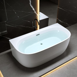 WANNA WOLNOSTOJĄCA PRZYŚCIENNA NORA 526D BIAŁA PRZELEW CHROM 170x85 CM NORA-526D-170X85