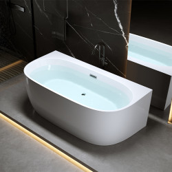 WANNA WOLNOSTOJĄCA PRZYŚCIENNA NORA 526D BIAŁA PRZELEW CHROM 170x85 CM NORA-526D-170X85