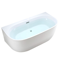 WANNA WOLNOSTOJĄCA PRZYŚCIENNA NORA 526B BIAŁA PRZELEW CHROM 150x80 CM NORA-526B-150X80