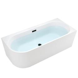WANNA WOLNOSTOJĄCA PRZYŚCIENNA MERA 509D PRAWA BIAŁA PRZELEW CZARNY 170x75 MERA-509D-P-P-BL