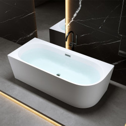 WANNA WOLNOSTOJĄCA PRZYŚCIENNA MERA 509B LEWA BIAŁA PRZELEW CHROM 150x75 CM MERA-509B-L-150X75