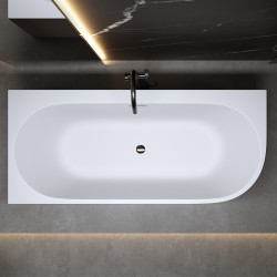 WANNA WOLNOSTOJĄCA PRZYŚCIENNA MERA 509B LEWA BIAŁA PRZELEW CHROM 150x75 CM MERA-509B-L-150X75