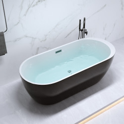 WANNA WOLNOSTOJĄCA PORTO 503B CZARNA PRZELEW CHROM 170x75 CM PORTO-503B-BL-170X75