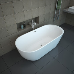 WANNA WOLNOSTOJĄCA PORTO 503A BIAŁA PRZELEW CHROM 150x75 CM PORTO-503A-150X75