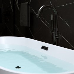 WANNA WOLNOSTOJĄCA LIZBONA 502C BIAŁA PRZELEW CZARNY 170x80 CM LIZBONA-502C-P-BL