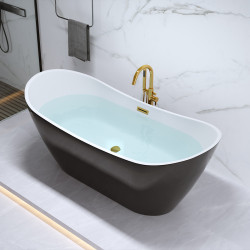 WANNA WOLNOSTOJĄCA CZARNA RICA 513A 150x75 cm AKRYL HYDROSAN PRZELEW ZŁOTY RICA-513A-BL-P-GL
