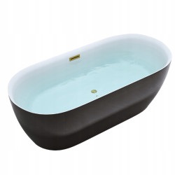 WANNA WOLNOSTOJĄCA CZARNA 160x75 CESANA 518B AKRYL ZŁOTY PRZELEW HYDROSAN CESANA-518B-BL-P-GL
