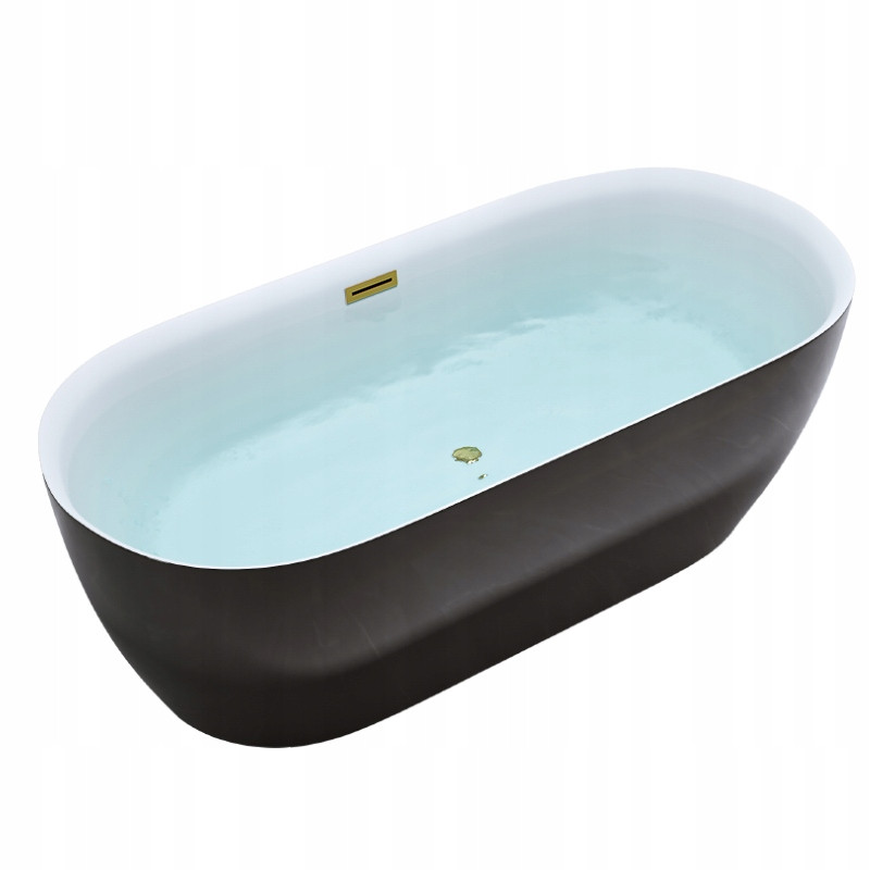 WANNA WOLNOSTOJĄCA CZARNA 150x75 CESANA 518A AKRYL ZŁOTY PRZELEW HYDROSAN CESANA-518A-BL-P-GL