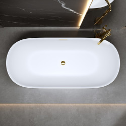 WANNA WOLNOSTOJĄCA CESANA 518C BIAŁA PRZELEW ZŁOTY 170x75 CM CESANA-518C-P-GL
