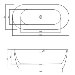 WANNA WOLNOSTOJĄCA CESANA 518C BIAŁA PRZELEW CZARNY 170x75 CM CESANA-518C-P-BL