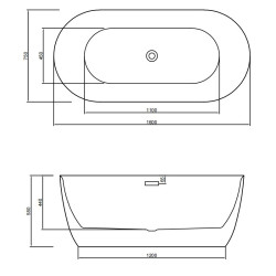 WANNA WOLNOSTOJĄCA CESANA 518B CZARNA PRZELEW CHROM 160x75 CM CESANA-518B-BL-160