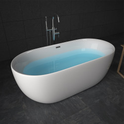 WANNA WOLNOSTOJĄCA CESANA 518B BIAŁA PRZELEW CHROM 160x75 CM CESANA-518B-160X75