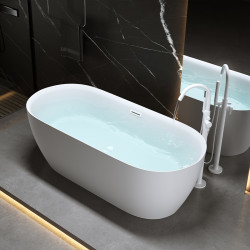 WANNA WOLNOSTOJĄCA CESANA 518B BIAŁA PRZELEW BIAŁY POŁYSK 160x75 CM CESANA-518B-P-WH