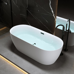 WANNA WOLNOSTOJĄCA CESANA 518A BIAŁA PRZELEW CZARNY 150x75 CM CESANA-518A-P-BL