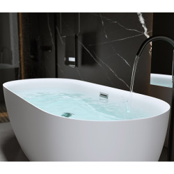 WANNA WOLNOSTOJĄCA CESANA 518A BIAŁA PRZELEW CHROM 150x75 CM CESANA-518A-150X75