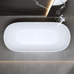 WANNA WOLNOSTOJĄCA CESANA 518A BIAŁA PRZELEW BIAŁY POŁYSK 150x75 CM CESANA-518A-P-WH