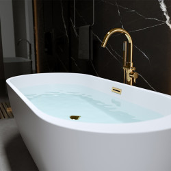 WANNA WOLNOSTOJĄCA 150 x 75 cm PORTO 503A BIAŁA AKRYL PRZELEW ZŁOTY PORTO-503A-P-GL