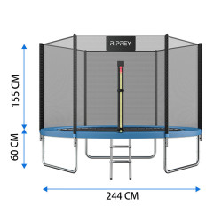 TRAMPOLINA OGRODOWA DLA DZIECI ZUMA 8FT CZARNO/NIEBIESKA 244 CM 8FT-ZUMA-244