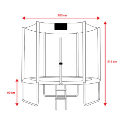 TRAMPOLINA OGRODOWA DLA DZIECI SKY 10FT CZARNO/NIEBIESKA 305 CM 10FT-SKY-305