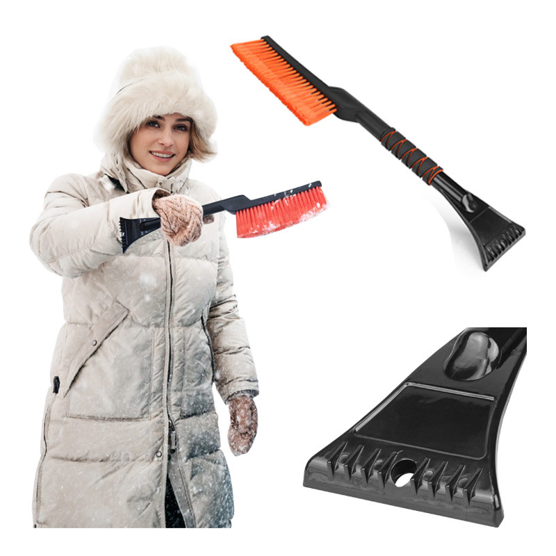 SZCZOTKA SKROBACZKA DO SAMOCHODU 2W1 DRAX CZARNO/POMARAŃCZOWA 56 CM DRAX