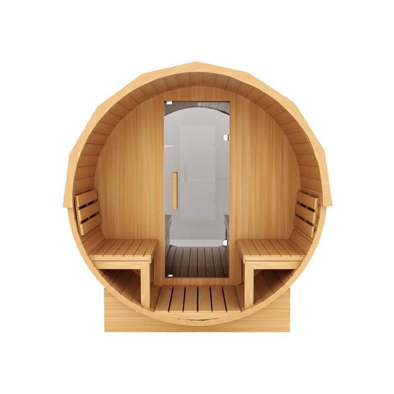 SAUNA OGRODOWA FIŃSKA BECZKA Z PIECEM TROMSO-FG 4-6 OSOBOWA 210x210 CM TROMSO-FG