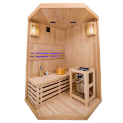 SAUNA FIŃSKA WYSOKOTEMPERATUROWA Z PIECEM OSLO2/HARVIA 1-2 OSOBOWA 120x120 OSLO2