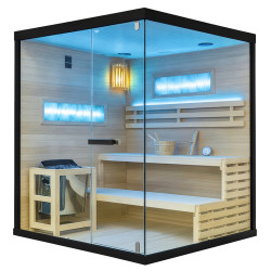 SAUNA FIŃSKA WYSOKOTEMPERATUROWA Z PIECEM LARK5/HARVIA 6KW 4-5 OSOBOWA 180x160 CM LARK5