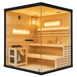 SAUNA FIŃSKA WYSOKOTEMPERATUROWA Z PIECEM LARK5/HARVIA 6KW 4-5 OSOBOWA 180x160 CM LARK5