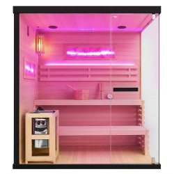 SAUNA FIŃSKA WYSOKOTEMPERATUROWA Z PIECEM LARK5/HARVIA 6KW 4-5 OSOBOWA 180x160 CM LARK5