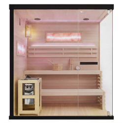SAUNA FIŃSKA WYSOKOTEMPERATUROWA Z PIECEM LARK5/HARVIA 6KW 4-5 OSOBOWA 180x160 CM LARK5