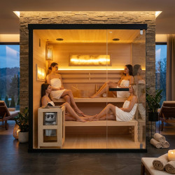 SAUNA FIŃSKA WYSOKOTEMPERATUROWA Z PIECEM LARK5/HARVIA 6KW 4-5 OSOBOWA 180x160 CM LARK5