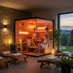 SAUNA FIŃSKA WYSOKOTEMPERATUROWA Z PIECEM LARK5/HARVIA 6KW 4-5 OSOBOWA 180x160 CM LARK5