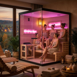 SAUNA FIŃSKA WYSOKOTEMPERATUROWA Z PIECEM LARK5/HARVIA 6KW 4-5 OSOBOWA 180x160 CM LARK5