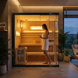 SAUNA FIŃSKA WYSOKOTEMPERATUROWA Z PIECEM LARK5/HARVIA 6KW 4-5 OSOBOWA 180x160 CM LARK5
