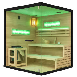 SAUNA FIŃSKA WYSOKOTEMPERATUROWA Z PIECEM LARK5/HARVIA 6KW 4-5 OSOBOWA 180x160 CM LARK5