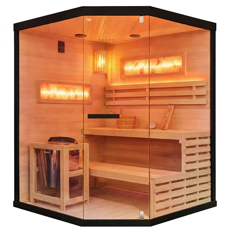 SAUNA FIŃSKA WYSOKOTEMPERATUROWA Z PIECEM LARK4/HARVIA 6KW 4-5 OSOBOWA 150x150 CM LARK4