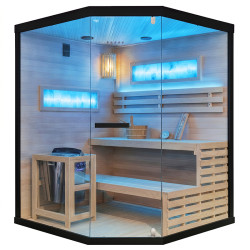 SAUNA FIŃSKA WYSOKOTEMPERATUROWA Z PIECEM LARK4/HARVIA 6KW 4-5 OSOBOWA 150x150 CM LARK4