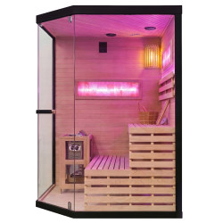 SAUNA FIŃSKA WYSOKOTEMPERATUROWA Z PIECEM LARK4/HARVIA 6KW 4-5 OSOBOWA 150x150 CM LARK4