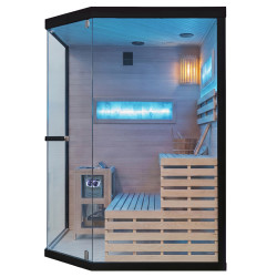 SAUNA FIŃSKA WYSOKOTEMPERATUROWA Z PIECEM LARK4/HARVIA 6KW 4-5 OSOBOWA 150x150 CM LARK4