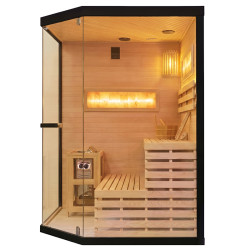SAUNA FIŃSKA WYSOKOTEMPERATUROWA Z PIECEM LARK4/HARVIA 6KW 4-5 OSOBOWA 150x150 CM LARK4