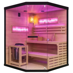SAUNA FIŃSKA WYSOKOTEMPERATUROWA Z PIECEM LARK4/HARVIA 6KW 4-5 OSOBOWA 150x150 CM LARK4