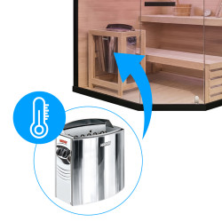 SAUNA FIŃSKA WYSOKOTEMPERATUROWA Z PIECEM LARK4/HARVIA 6KW 4-5 OSOBOWA 150x150 CM LARK4