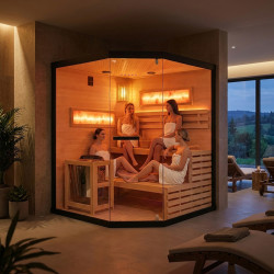 SAUNA FIŃSKA WYSOKOTEMPERATUROWA Z PIECEM LARK4/HARVIA 6KW 4-5 OSOBOWA 150x150 CM LARK4