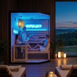SAUNA FIŃSKA WYSOKOTEMPERATUROWA Z PIECEM LARK4/HARVIA 6KW 4-5 OSOBOWA 150x150 CM LARK4