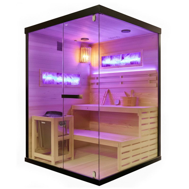 SAUNA FIŃSKA WYSOKOTEMPERATUROWA Z PIECEM LARK3/HARVIA 4,5KW 3-4 OSOBOWA 140x150 CM LARK3