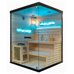 SAUNA FIŃSKA WYSOKOTEMPERATUROWA Z PIECEM LARK3/HARVIA 4,5KW 3-4 OSOBOWA 140x150 CM LARK3